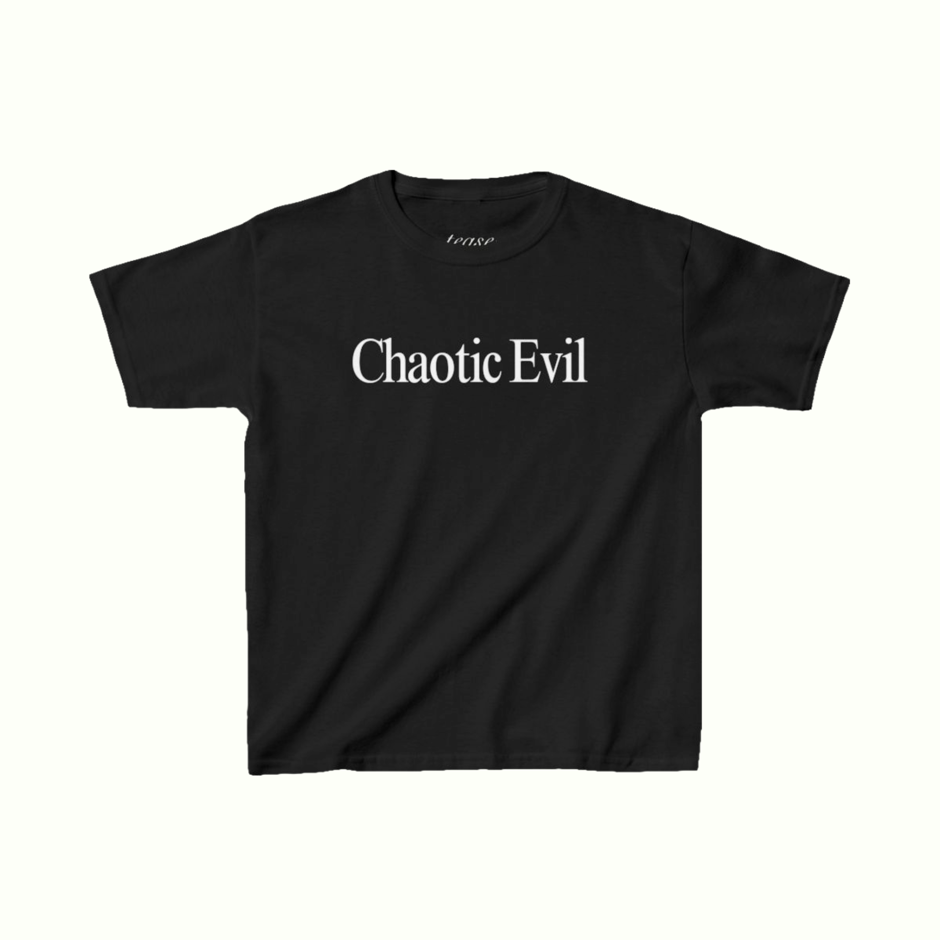 chaotic evil slogan tee